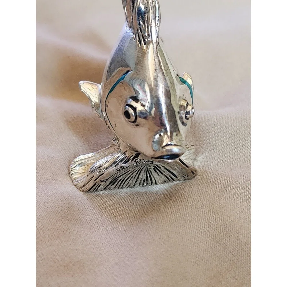Vintage Marcello Giorgio Italy Signed Silver Laminated Tropical Fish Figurine
